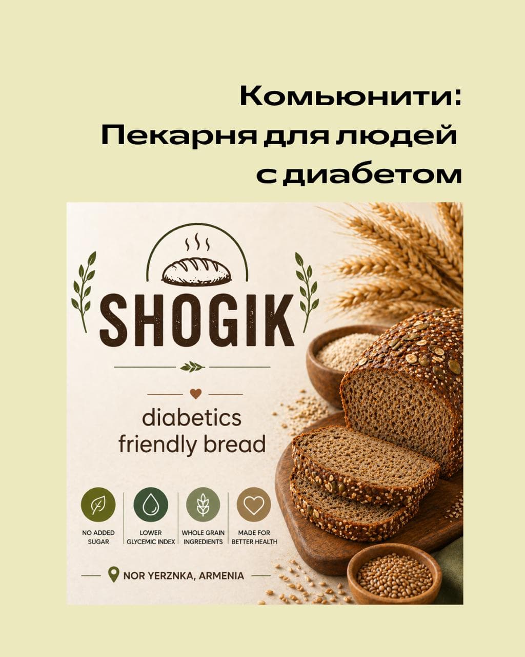 Shogik Bakery in Armenia is raising $1920 to expand bread production for people with diabetes.